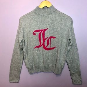 Juicy Couture Gray Knit Crewneck Pink Logo